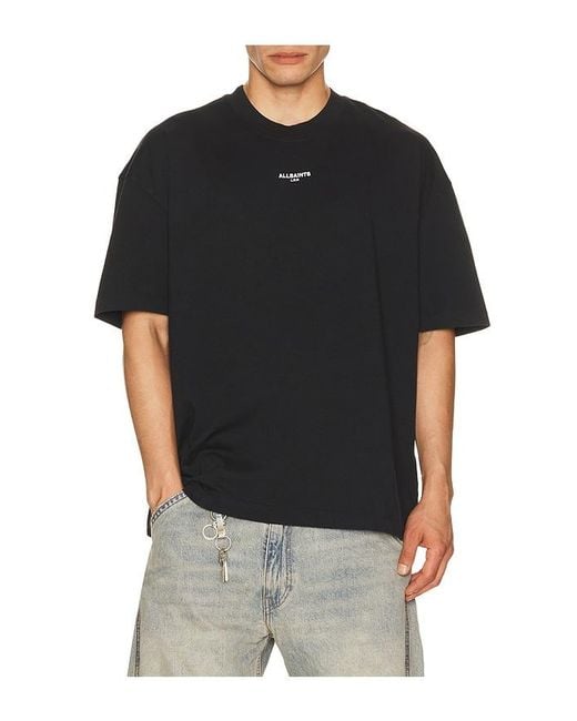 AllSaints Black Mikro Crew Tee for men