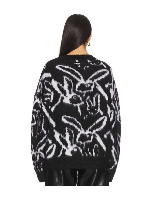 MSGM Black Sketched Bunnies Sweater