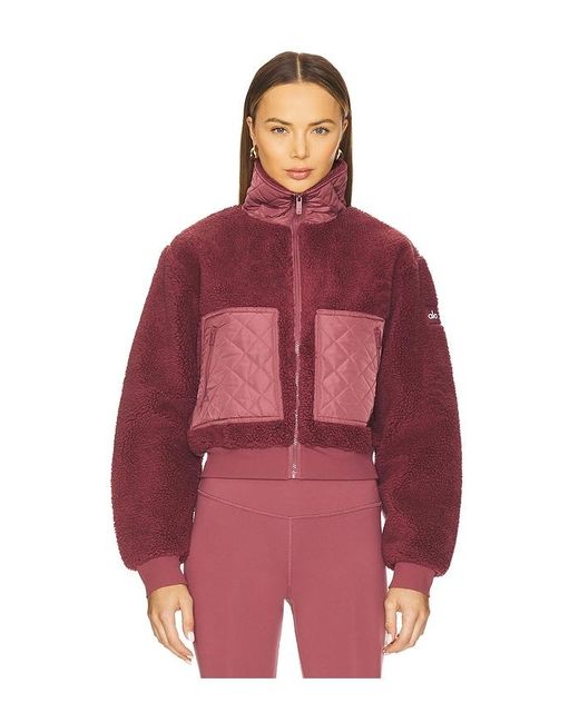 Alo Yoga Sherpa Edge Bomber Jacket in Red | Lyst
