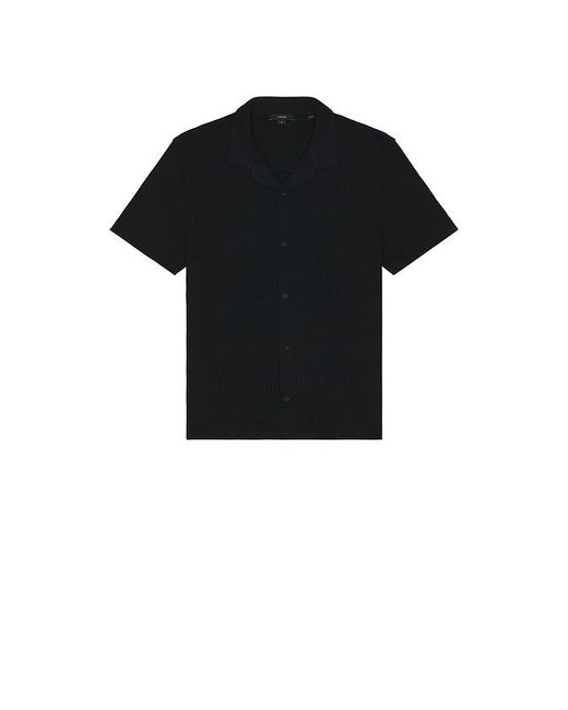 Vince Black Macro Waffle Short Sleeve Shirt Button Down Cabana for men