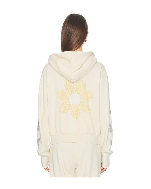 Lauren Moshi Natural Butterfly Daisy Crop Zip Hoodie