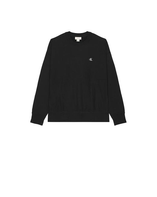 Calvin Klein Black Premium Terry Monogram Sweatshirt for men