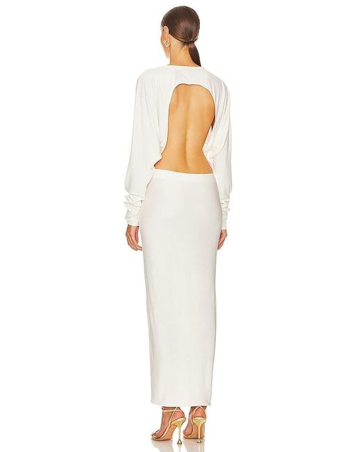 Helsa White Matte Jersey Open Back Dress