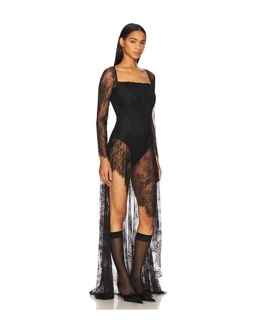 Kim Shui Black Asymmetrical Corset Lace Dress