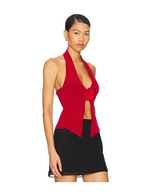With Jean Red Rose Top