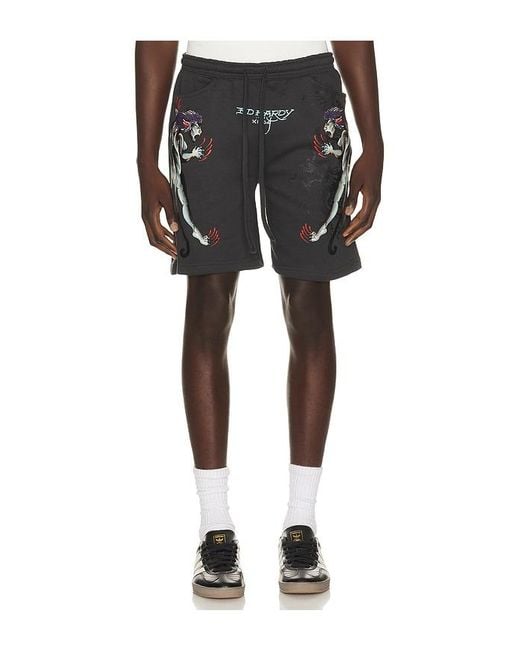 Ed Hardy Black Pantera Fleece Short for men