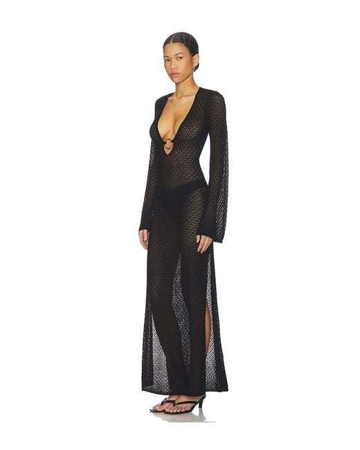 Bardot Black Bryn Crochet Maxi Dress