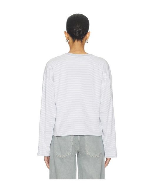 Rag & Bone White Kelly Stripe Boxy Long Sleeve Top