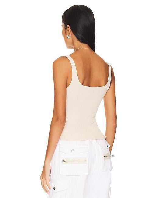 LNA White Scoop Ribbed Tank