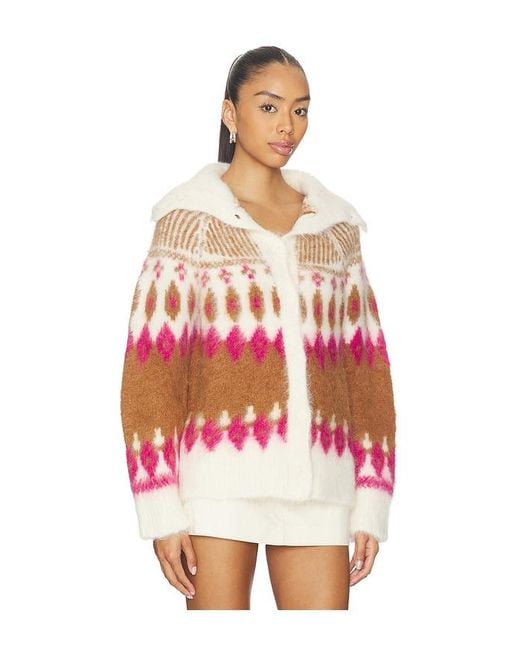 NAADAM Red Italian Luxe Brushed Fair Isle Reversible Cardigan