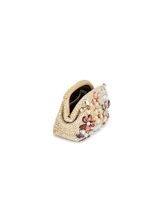 Olga Berg Natural Fern Crystal Embellished Clutch