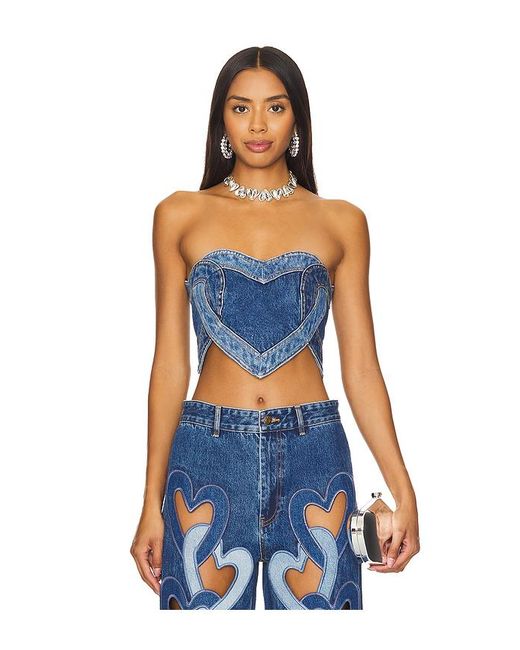 Area Blue Heart Strapless Top