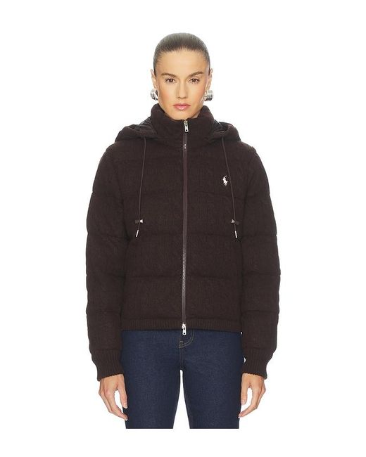 Polo Ralph Lauren Blue Cable Knit Wool Cashmere Quilted Jacket