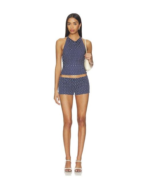 GUIZIO Blue Cowl Neck Top