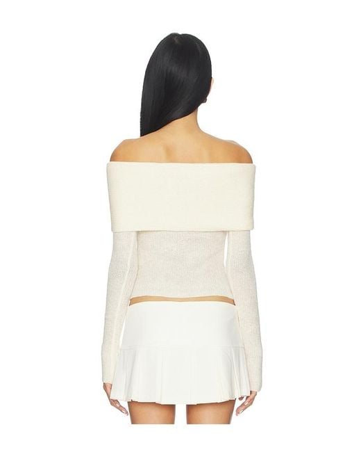 GUIZIO White Off Shoulder Knit Top