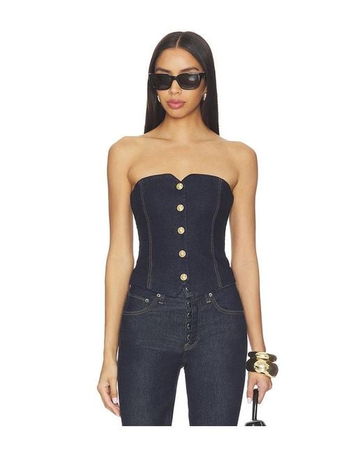 Alice + Olivia Blue Kelcey Denim Strapless Vest Top