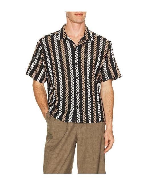 Percival Black Wade Crochet Shirt for men