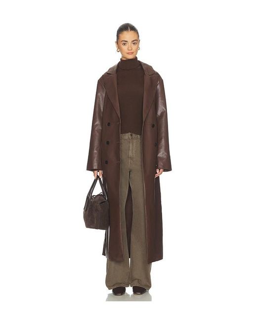 ALL THE WAYS Brown Carey Faux Leather Trench