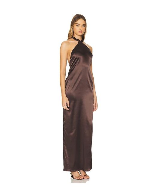Khanums Satin Halter Maxi Dress in Brown Lyst — free download