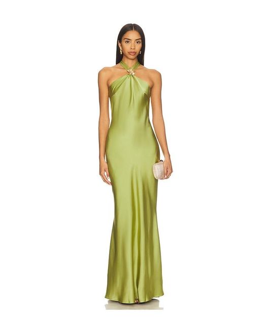 Runaway the Label Green Chara Low Cross Back Maxi Dress