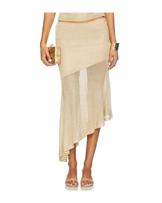 Runaway the Label Natural Elaine Flounce Midi Skirt
