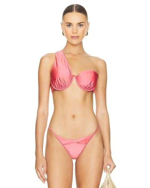 RIOT SWIM Pink Underwire Twisted Strap Bikini Top