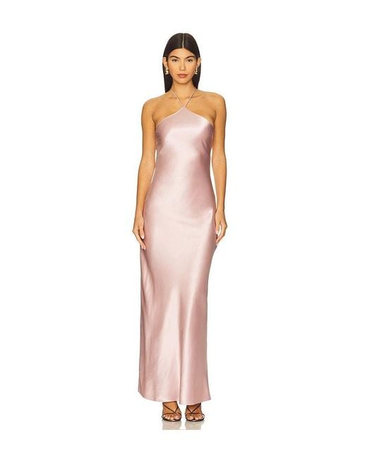 Line & Dot White Alisa Satin Maxi Dress