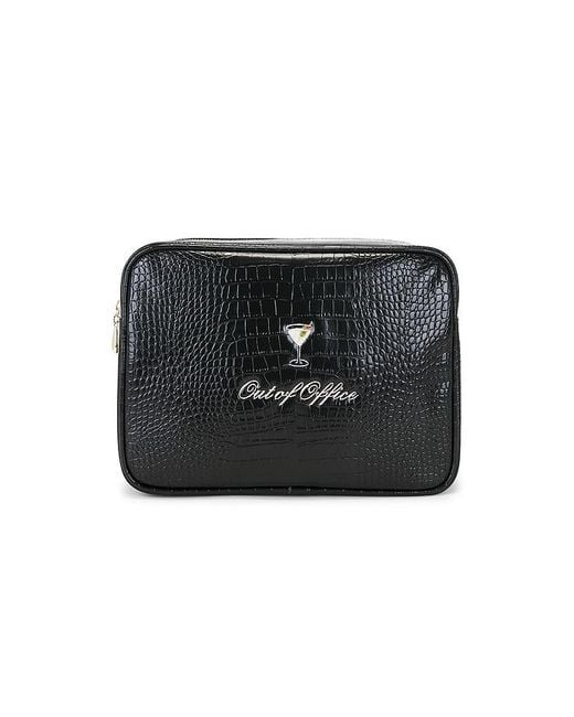 Abode Black Out Of Office Martini Croc Pouch