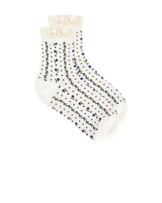 Free People White Rosebud Waffle Knit Ankle