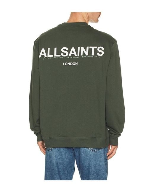 AllSaints Green Halcyon Crew Sweatshirt for men