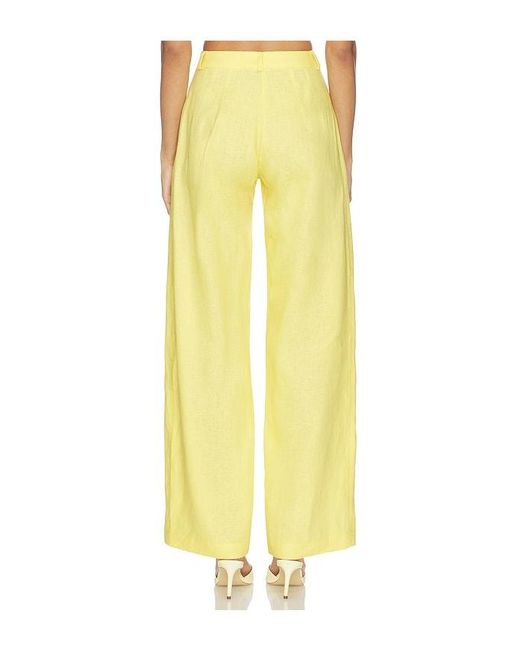 Matthew Bruch Yellow Pleated Barrel Button Pocket Pant