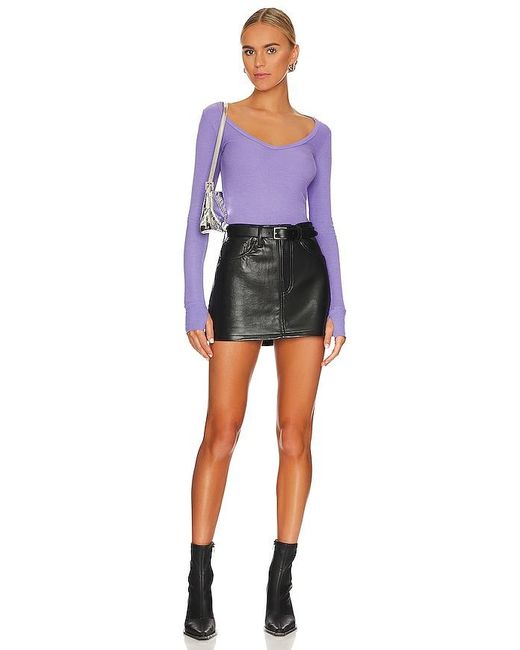 Michael Lauren Purple Otis Long Sleeve Top