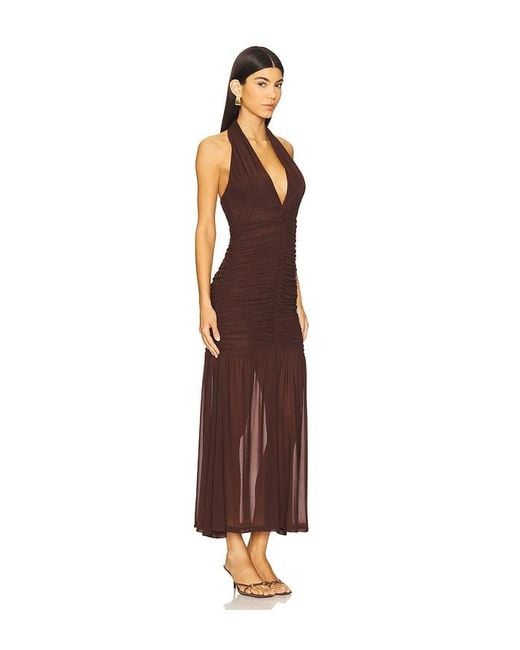 Bardot Brown X Revolve Sephera Halter Mesh Midi Dress