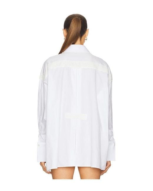 Helsa White The Summer Overshirt With Vintage Swiss Embroidery