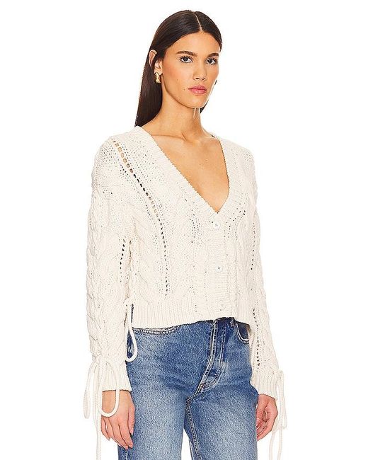 Hayley Menzies White Cotton Cable Lace Up Cardigan