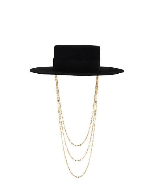 Ruslan Baginskiy Black Monogram-Embellished Canotier Hat