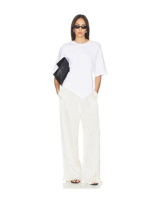 Enza Costa White Supima Structured Jersey Assymetrical Tee
