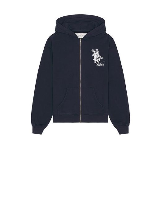 One Of These Days Blue Barbed Zip Up Hoodie for men