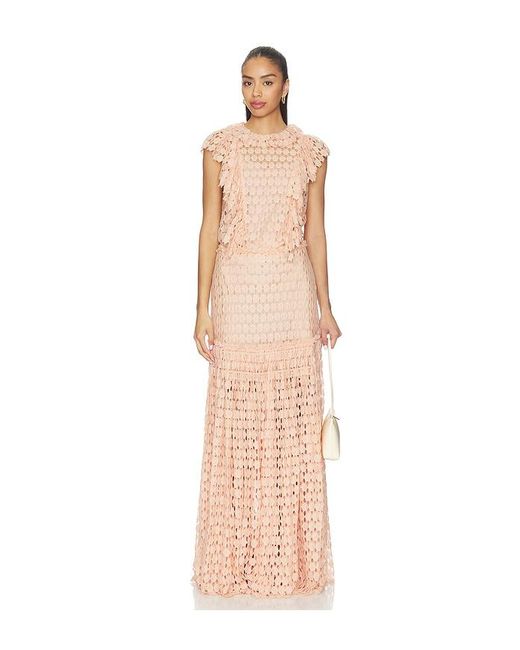 Ulla Johnson Natural Daevy Lace Short Sleeve Top