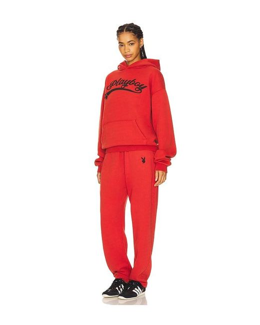 Playboy Red Logo Hoodie And Sweatpant Set