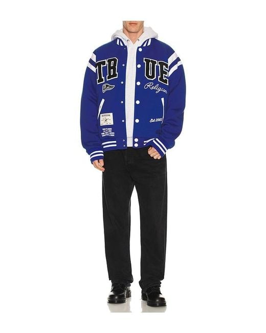 True Religion Blue Uni Varsity Jacket for men
