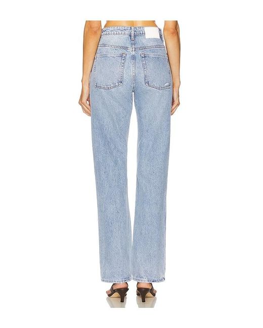 GRLFRND Blue Sara Super High Rise Slim Straight