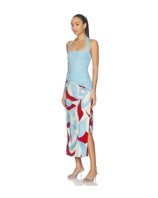 Seven Wonders White Evie Halter Ruched Midi Dress