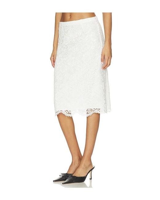 Frankie's Bikinis White X Paige Lorenze Honeymoon Lace Midi Skirt