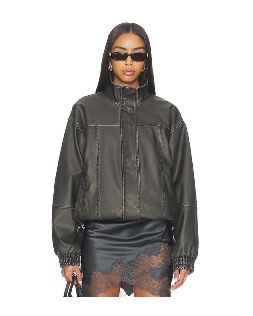 superdown Black Jaide Faux Leather Bomber