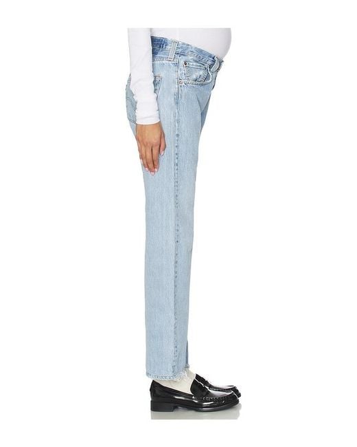 aligrace Blue Vintage Maternity Baggy Jeans