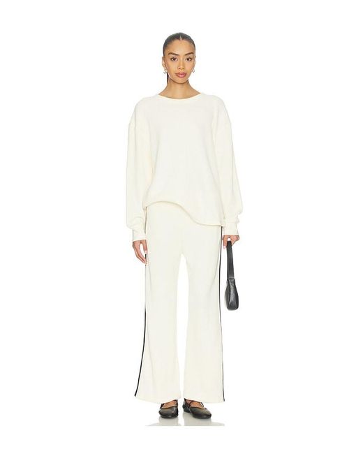 DONNI. White The Thermal Stripe Crop Pant