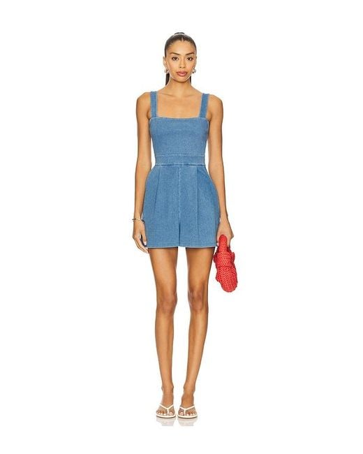 Susana Monaco Blue Stretch Denim Apron Romper