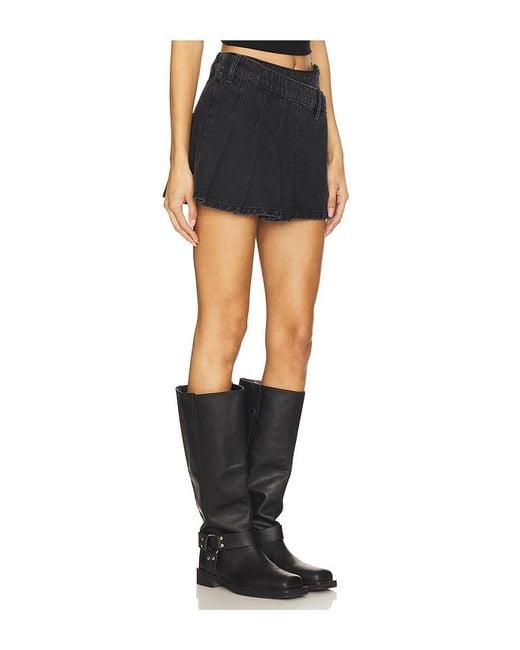 Free People Black X We The Free Stephie Denim Skort