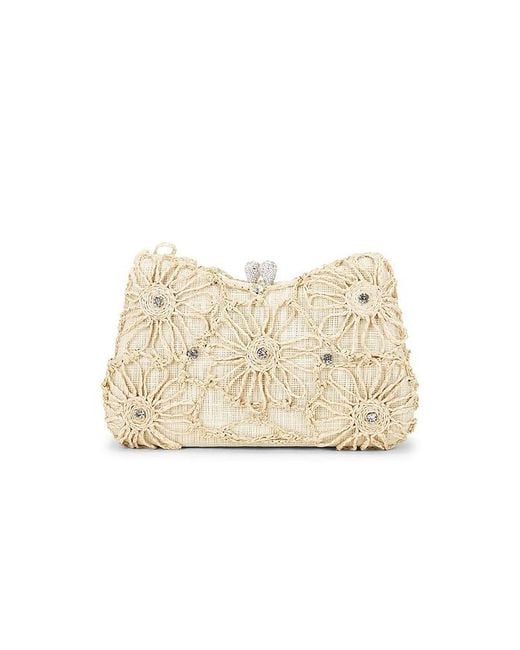 Emm Kuo Natural Gustavia Raffia Flower Clutch